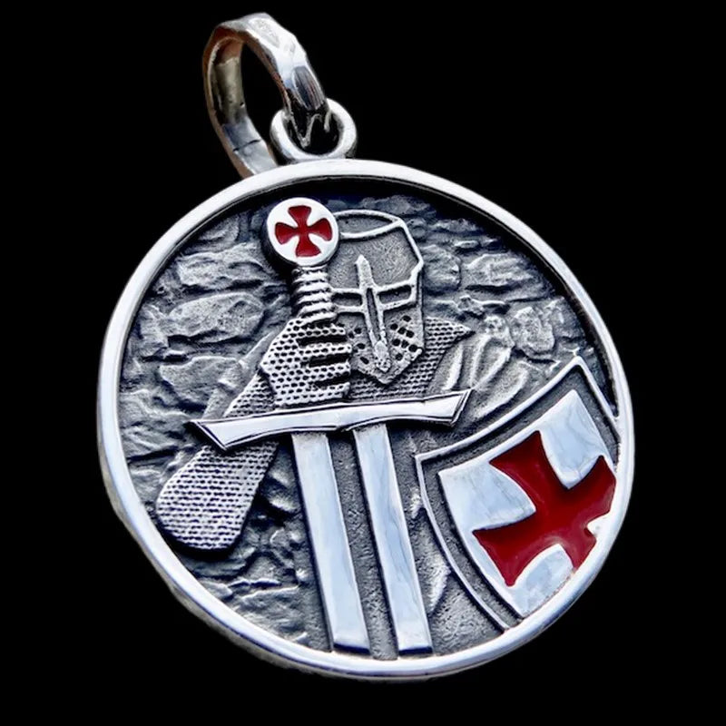 Knight Templar Cross Stainless Steel Pendant Necklace