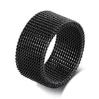 Mesh Flat Chain Band Ring — Stainless Steel