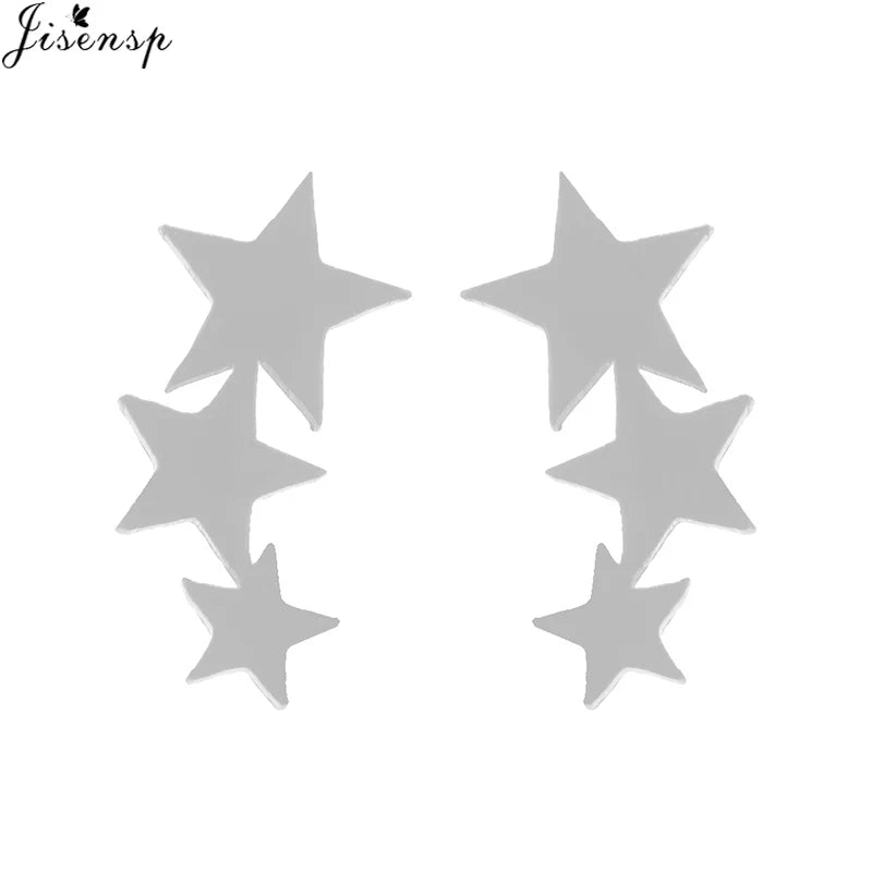 Punk Open Star Stud Earrings Everyday Wear — Stainless Steel
