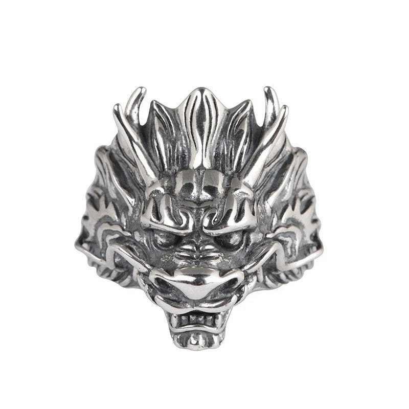 Ring for Women Girls Dragon Snake Fashion Men Jewelry Vintage Ancient Silver Color Punk Hip Hop Adjustable Locomotive