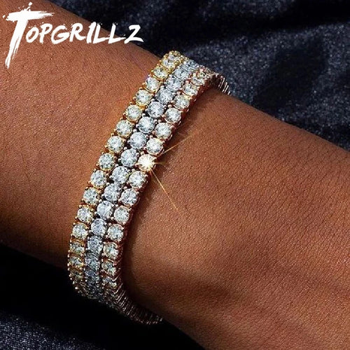 3mm-10mm Mens/Women AAA+ Cubic Zirconia Tennis Bracelet Hip Hop Jewelry Iced Out 1 Row Gold Color CZ Charms Bracelet