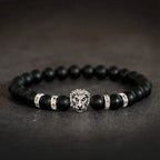 Classic Lion Head Beaded Bracelet — Black Matte & Color Beads