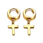 Cross Mini Huggie Hoop Earring — Stainless Steel