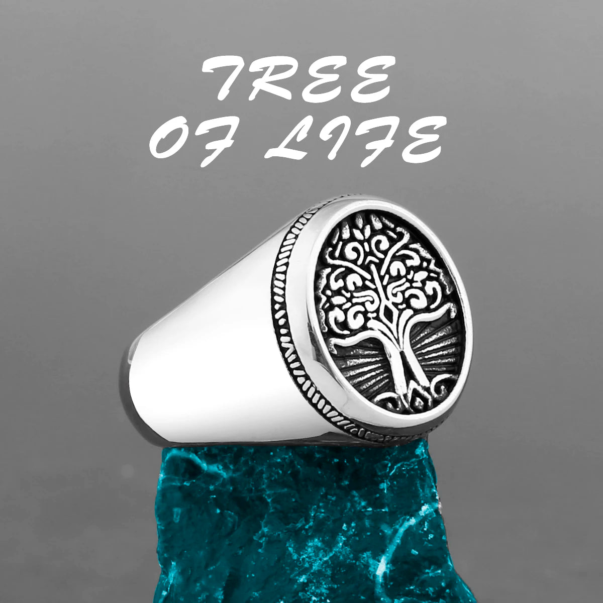 Viking Tree of Life Signet Ring — Stainless Steel