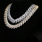 Big Heavy Hip Hop ice Men Boy Jewelry Micro Pave CZ Rose Gold Two Tone Color Rock Punk Ice Out Cuban Chain Necklace 19mm