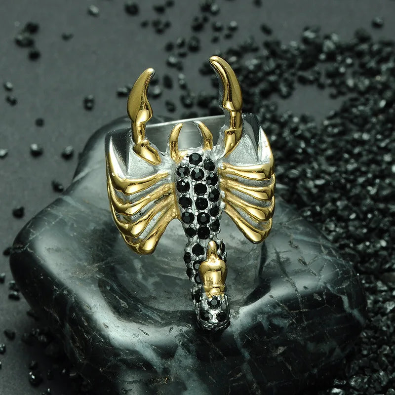 Black Scorpion Finger Ring — Stainless Steel