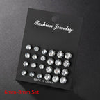 New 12 Pair/Pack White Shiny Wedding Stud Earrings Set For Women Men Crystal Jewelry Accessories Oorbellen Jewelry
