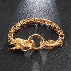 Dragon Head Byzantine Double Link Bracelet — Stainless Steel