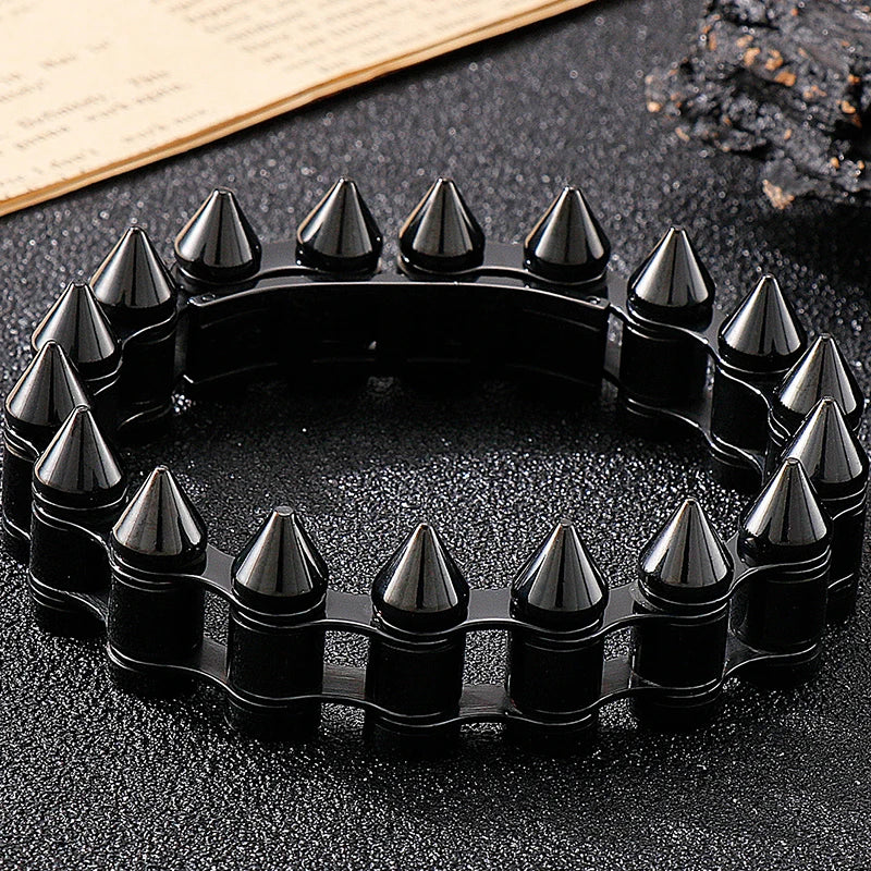 Masculine Bike Cycling Chain Man Bracelets of Heavy Sturdy Stainless Steel Black Gold Color Bullet Style Bracelet for