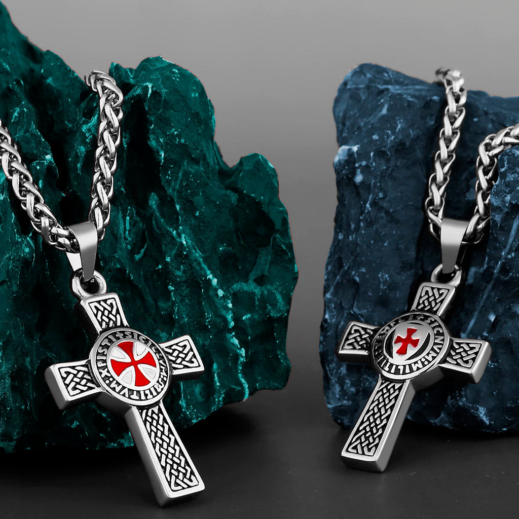 Shield Cross Stainless Steel Pendant Necklace