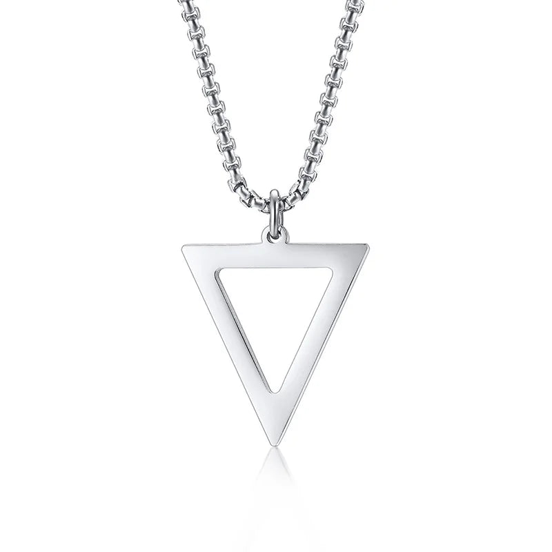 Black Triangle Pendant Necklace — Stainless