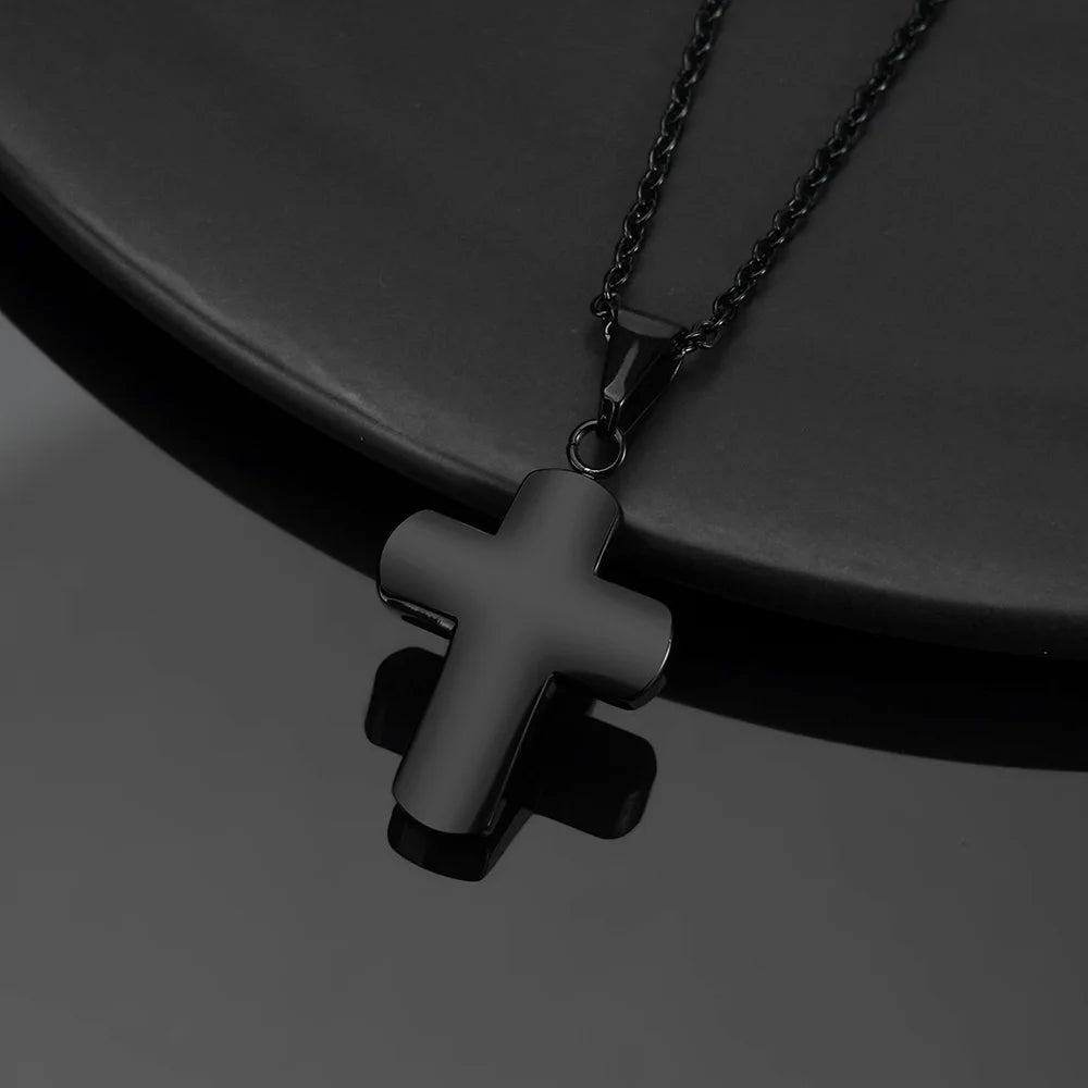Simple Cross Necklace For Women Men Stainless Steel Chains Religion Cross Pendants Prayer Gifts with 50cm Chain