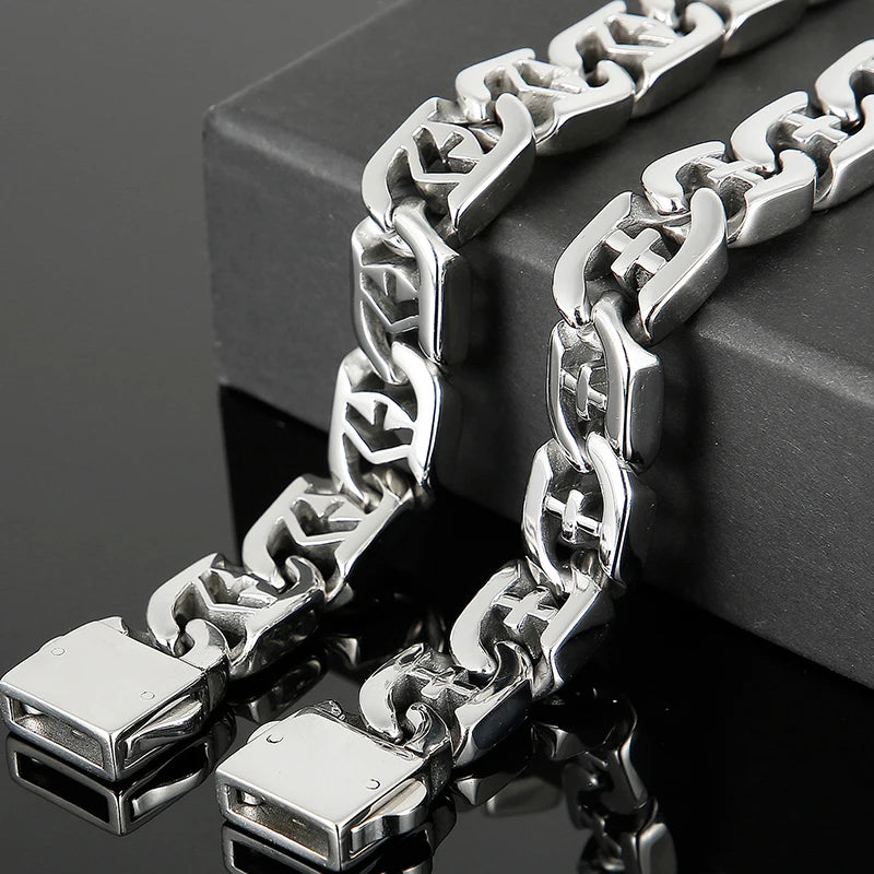 Polished Stainless Steel Hand Bands Bracelet for Men Mannen Armband Men's Cross Jewellery Accessories Chain Bracelets