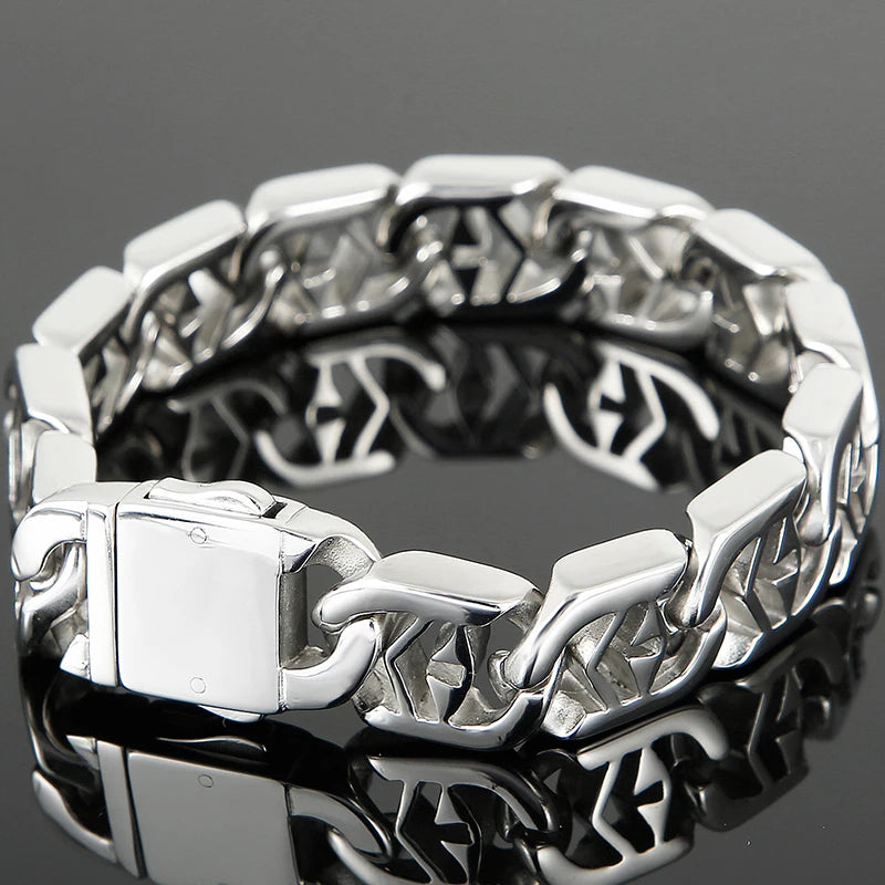 Polished Stainless Steel Hand Bands Bracelet for Men Mannen Armband Men's Cross Jewellery Accessories Chain Bracelets