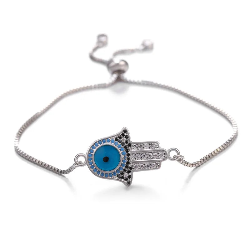 Iced Out Hamsa Copper Bracelet — Adjustable