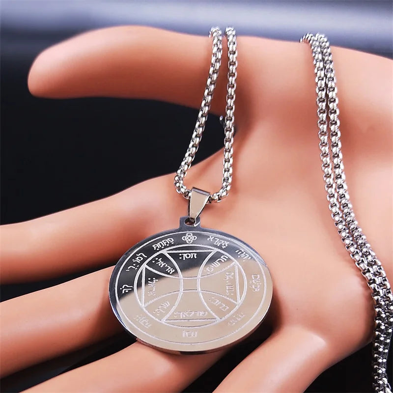 Star Pentacle Silver Pendant Necklace — Stainless Steel