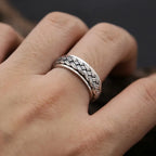 BOCAI New Real S925 Sterling Silver Jewelry Fashion Retro Thai Man Ring Hemp Rope Simple Rotating Turn to Good Luck