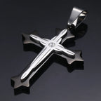 Dropshipping Cross Pendant Necklaces For Men Black Gold Color Silver Color Stainless Steel Charm Chain Male Hip Hop Jewelry KP52
