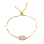 Iced Out Hamsa Copper Bracelet — Adjustable