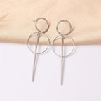 Hollow Geometric Drop Earrings — Stainless Steel