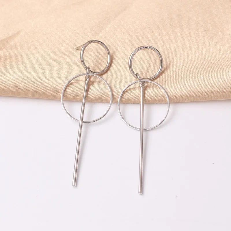 Hollow Geometric Drop Earrings — Stainless Steel