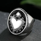 Dropshipping Stainless Steel Ladies Mens Biker Punk Sacred Heart Of Jesus God Ring Cross Amulet Jewelry For Man Gift