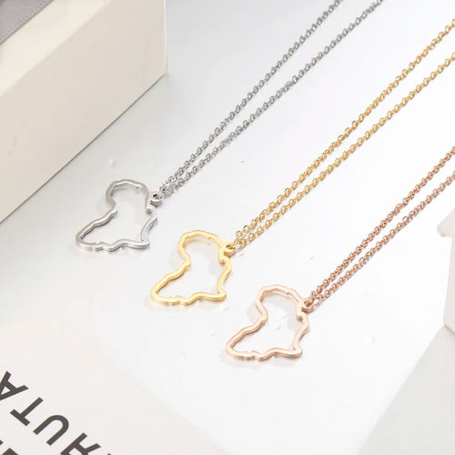 Africa Map Pendant Necklace — Stainless Steel