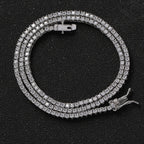 2mm Hip Hop Bling Iced Out 1 Row Square AAA CZ Stone Tennis Link Chain Cubic Zirconia Chokers Necklaces for Men Rapper