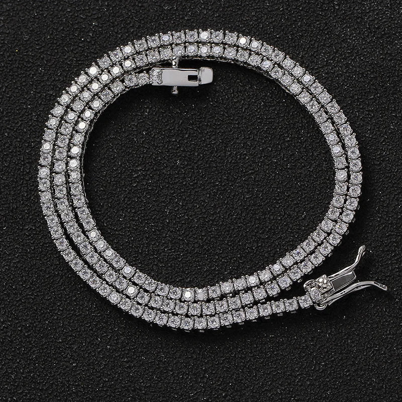 2mm Hip Hop Bling Iced Out 1 Row Square AAA CZ Stone Tennis Link Chain Cubic Zirconia Chokers Necklaces for Men Rapper