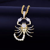 Iced Out Scorpion Rope Chain Pendant — Gold