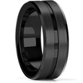 Fashion Men’s Silver Color Black Stainless Steel Ring Groove Multi-Faceted Ring For Men Women Engagement Ring Anniversary Gifts