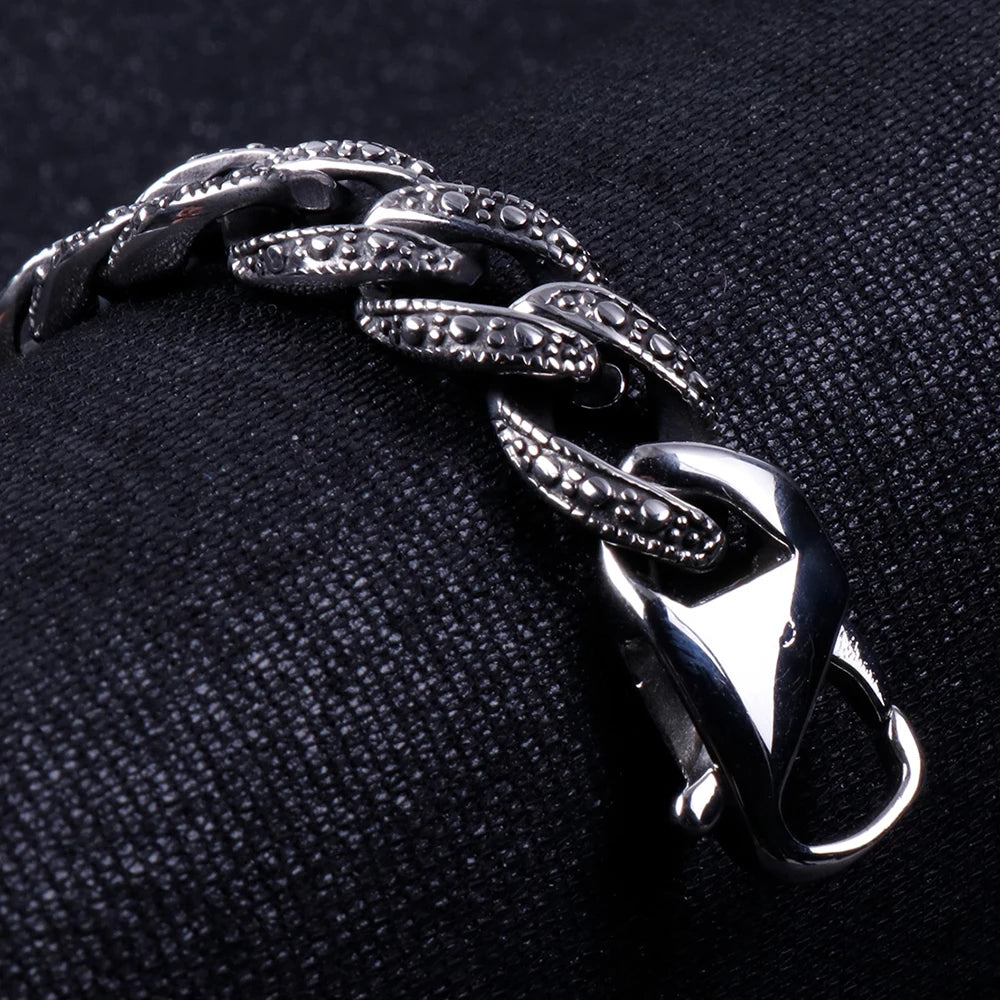 12MM 316L Stainless Steel Cuban Chain Bracelet Man Vintage Men's Bracelets Male Viking Jewelry Armband Boyfriend
