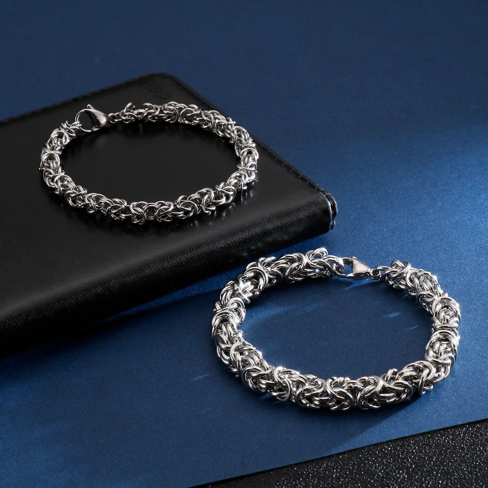 Fongten Stainless Steel Chain Bracelet for Men Handmade Mesh Charm Armband Bracelets Bangle Male Jewelry Christmas Gifts