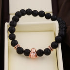 Charm Mens CZ Beaded Bracelets 8mm Bright Black Lava Stone Bracelets Homme Black Matte Bracelets For Women Dropshipping
