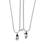 2PC Astronauts Magnet Attraction Pendant Couple Necklace Friendship Jewelry Creative Cool Chain Necklaces for Women Men Gifts
