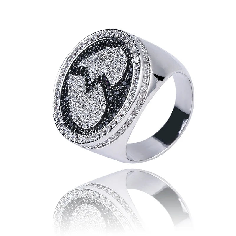 Iced Out Broken Heart Ring for Men — Micro Pave CZ Band
