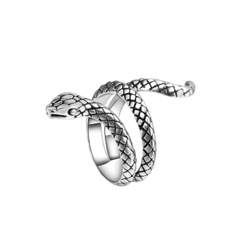 Ring for Women Girls Dragon Snake Fashion Men Jewelry Vintage Ancient Silver Color Punk Hip Hop Adjustable Locomotive