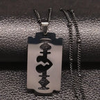 Gothic Heart Blade Necklace — Black Stainless