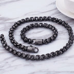 12MM Wide Stainless Steel Mens Skull Link Chain Necklace Men Punk Gothic Choker Skeleton Bracelet Men Man 50 70CM Long