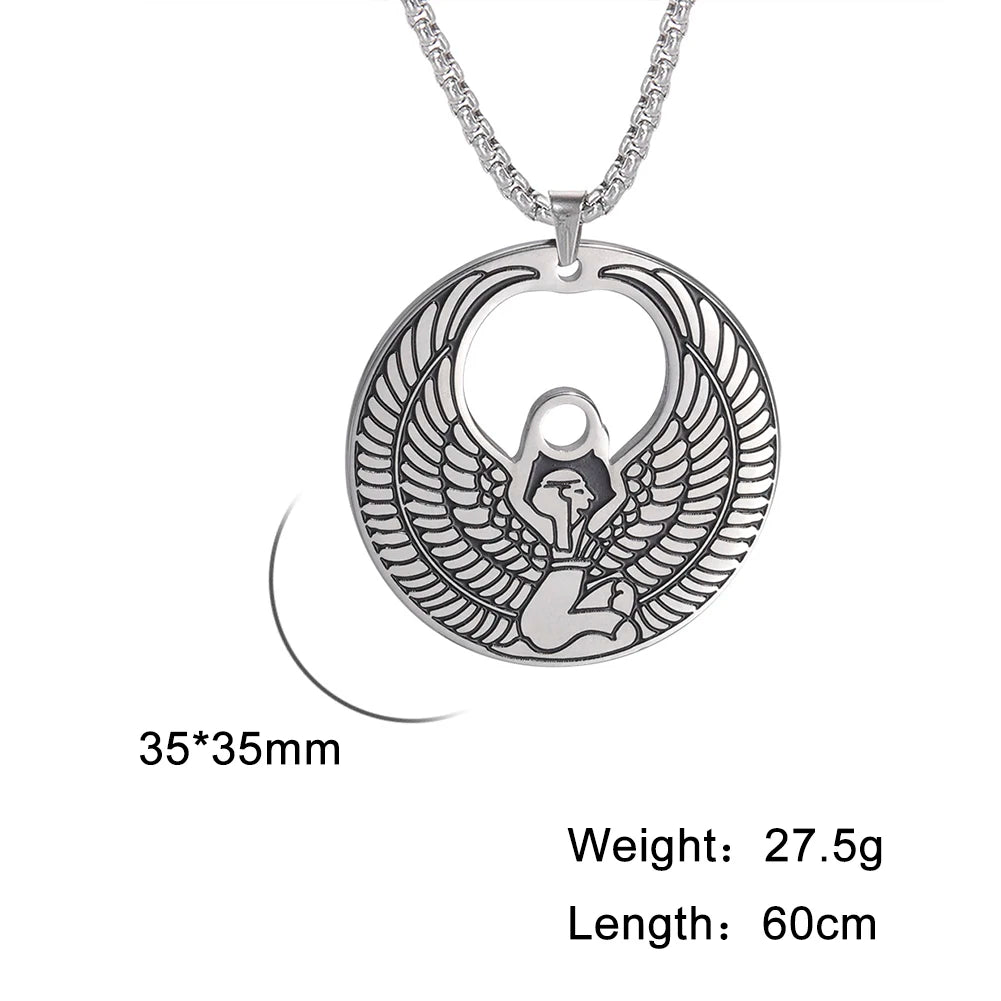 Egyptian Pyramid Pharaoh Isis Amulet Pendant Necklaces For Women Men Stainless Steel Jewelry Vintage Talisman African