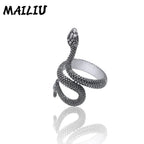 Rattlesnake Ring Vintage Silver Plated Snake Ring Motorcycle Party Punk Domineering Ring Women Men Ring Cool Hip Hop
