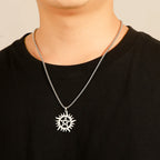 COOLTIME Supernatural Sun Pentagram Pendant Necklace for Women Men Stainless Steel Hollow Star  Box Chain Necklaces Couple Gifts