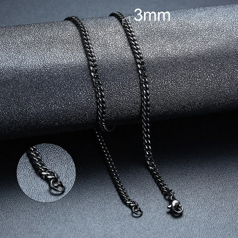 Vnox 18-70cm Curb Chain Necklaces 3-11mm Men's Miami Cuban Link Classic Punk Heavy Metal Stainless Steel Long Women