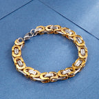 6/8/10mm Width Punk Byzantine Chain Bracelet for Men Gold Black Silver Color Stainless Steel Mens Heavy Bracelets Jewelry
