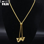 Bee Gold Statement Long Necklace — Stainless Steel