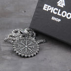Helm of Awe Vegvisir Rune Necklace — Stainless Steel