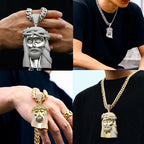 Super Big Gold Colour Jesus Copper Iced Out Cubic Zirconia Pendant Necklace For Men's Hip Hop Jewelry Wholesale Drop Shipping