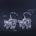 Skull Cat Silver Earrings Gothic Dangle Small