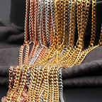 2021 New Width 3MM Stainless Steel Vacuum Golden Cuban Chain Necklace Fashion Hip Hop Jewelry For Men and Women