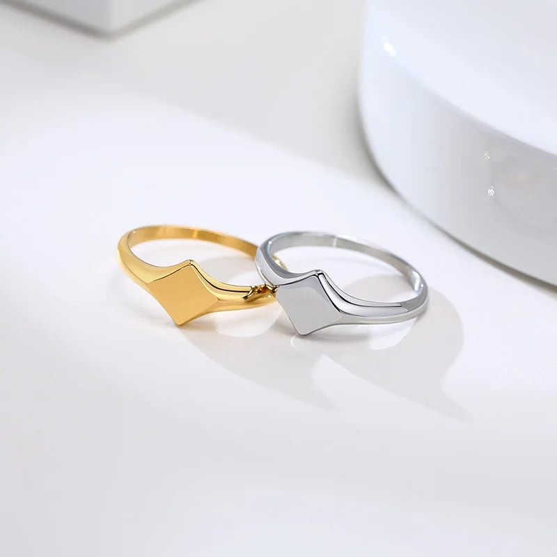 Lotus Signet Pinky Ring — Stainless Steel